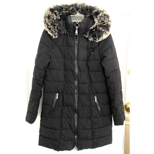 LAUNDRY BY SHELLI SEGAL black hooded witner puffer coat women's size Small